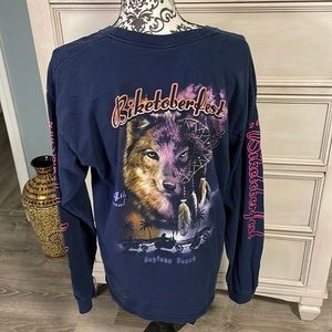 BIKETOBERFEST long sleeve wolf with dream catcher canvas shirt large